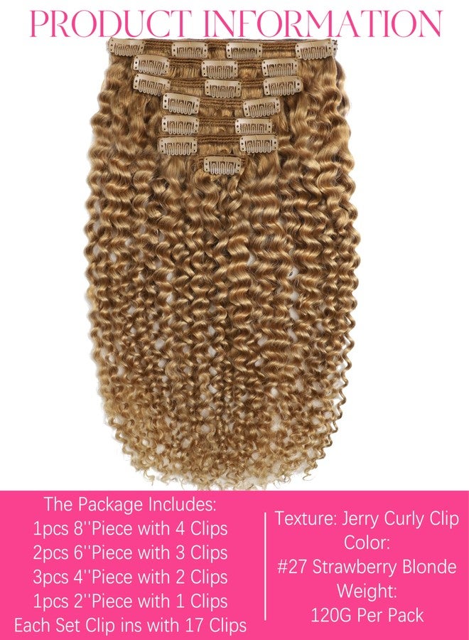 ليسر وصلات شعر Lacer Jerry Curly Clip in Hair Real Human Hair 3B 3C Curly Brazilian Remy Clips Ins Hair Extensions Honey Blonde للنساء ذوات البشرة السمراء (18 بوصة، Jerry Curly #27) - Image 3